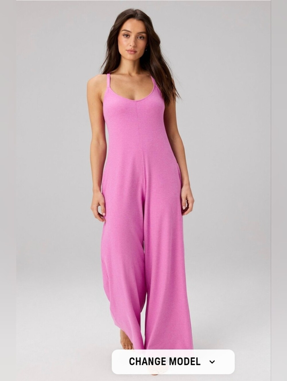 Fabletics Pink Cloud Jersey Wide Leg Onesie Sz L NWT